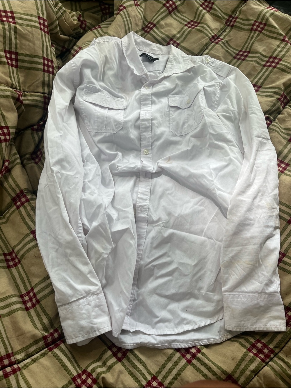 Structure White Long-Sleeve Button Shirt